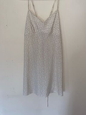 Floral Slip Skirt in Cream with Pink Accent